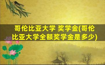 哥伦比亚大学 奖学金(哥伦比亚大学全额奖学金是多少)